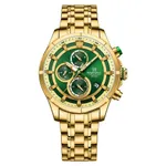 Naviforce 8046 Chronograph Stainless Steel Men Watch – Dial Color: Green, Strap Color: Gold  – Thumbnail 1