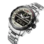 NAVIFORCE NF9195 Stainless Steel Dual Time Men's Watch – Dial Color: Grey, Strap Color: Silver – Thumbnail 2