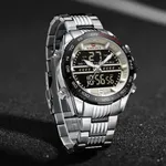 NAVIFORCE NF9195 Stainless Steel Dual Time Men's Watch – Dial Color: Grey, Strap Color: Silver – Thumbnail 3