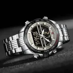 NAVIFORCE NF9195 Stainless Steel Dual Time Men's Watch – Dial Color: Grey, Strap Color: Silver – Thumbnail 4