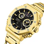 NAVIFORCE NF9216S Dual Time Display Analog Quartz Man's Watch – Dial Color: Black, Strap Color: Gold  – Thumbnail 2