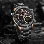 Naviforce NF9182 Luxurious Strainless Steel Chronograph Men's Watch – Dial Color: Black, Strap Color: Black – Thumbnail 3