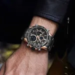 Naviforce NF9182 Luxurious Strainless Steel Chronograph Men's Watch – Dial Color: Black, Strap Color: Black – Thumbnail 4