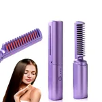 2 in 1 Straightening Curling Brush New Wireless Heating Negative Ion Hair Straightener – Color: Purple – Thumbnail 2