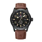 NAVIFORCE NF9229 Luminous Quartz Movement Men’s Watch – Dial Color: Yellow, Strap Color:  Brown  – Thumbnail 1