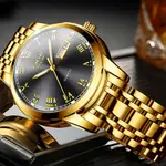 LIGE 9846 Premium Stainless Steel Analog Luxury Men's Watch – Dial Color: Black, Strap Color: Gold  – Thumbnail 2