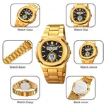 Skmei 2279 Dual Time Stainless Steel Digital Men's Watch – Dial Color: Black, Strap Color: Gold – Thumbnail 3