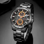 Naviforce NF9150 Luxury Steel Quartz Waterproof Sport Men's Watch – Dial Color: Orange, Strap Color: Black – Thumbnail 3