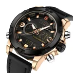 Naviforce NF9097 Luxury Brand Dual Display Sports Men's Watch – Dial Color: Rose, Strap Color: Black – Thumbnail 2