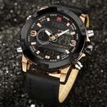 Naviforce NF9097 Luxury Brand Dual Display Sports Men's Watch – Dial Color: Rose, Strap Color: Black – Thumbnail 3
