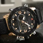 Naviforce NF9097 Luxury Brand Dual Display Sports Men's Watch – Dial Color: Rose, Strap Color: Black – Thumbnail 4
