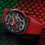 NAVIFORCE NF8051T Luxury Silicone Band Quartz Men's Watch – Dial Color: Black, Strap Color: Red – Thumbnail 3