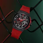 NAVIFORCE NF8051T Luxury Silicone Band Quartz Men's Watch – Dial Color: Black, Strap Color: Red – Thumbnail 4