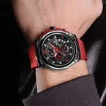 NAVIFORCE NF8051T Luxury Silicone Band Quartz Men's Watch – Dial Color: Black, Strap Color: Red – Thumbnail 5