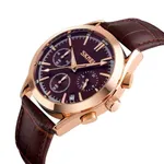 SKMEI 9127 Quartz Analog Leather Strap Casual Men's Watch – Dial Color: Rose, Strap Color: Rose – Thumbnail 2