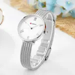 CURREN 9020 Mesh Stainless Steel Analog Watch For Women – Dial Color: White, Strap Color: Silver – Thumbnail 2