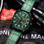 Curren 8398 Luxury Genuine Leather Straps Chronograph Sports Men's Watch – Dial Color: Green, Strap Color: Green  – Thumbnail 6