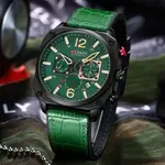 Curren 8398 Luxury Genuine Leather Straps Chronograph Sports Men's Watch – Dial Color: Green, Strap Color: Green  – Thumbnail 4