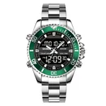Skmei 1850 Dual Movement Waterproof Multifunction Men's Watch – Dial Color: Green, Strap Color: Silver – Thumbnail 1