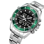 Skmei 1850 Dual Movement Waterproof Multifunction Men's Watch – Dial Color: Green, Strap Color: Silver – Thumbnail 2
