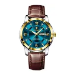 Poedagar 936L Luxury Waterproof Luminous Leather Men's Watch – Dial Color: Blue, Strap Color:  Brown  – Thumbnail 1
