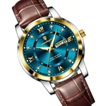 Poedagar 936L Luxury Waterproof Luminous Leather Men's Watch – Dial Color: Blue, Strap Color:  Brown  – Thumbnail 2