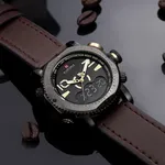 NAVIFORCE 9094 Fashion Quartz Digital Dual Display Sports Men's Watch – Dial Color: Black, Strap Color:  Brown  – Thumbnail 3