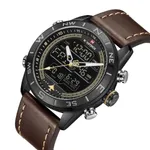 Naviforce NF9144 Luxurious Leather Waterproof Quartz Men's Watch – Dial Color: Black, Strap Color:  Brown  – Thumbnail 2