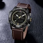 Naviforce NF9144 Luxurious Leather Waterproof Quartz Men's Watch – Dial Color: Black, Strap Color:  Brown  – Thumbnail 3