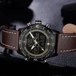 Naviforce NF9144 Luxurious Leather Waterproof Quartz Men's Watch – Dial Color: Black, Strap Color:  Brown  – Thumbnail 5