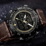 Naviforce NF9144 Luxurious Leather Waterproof Quartz Men's Watch – Dial Color: Black, Strap Color:  Brown  – Thumbnail 6