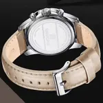 Naviforce NF8020L Luxury Leather Quartz Chronograph Casual Sports Style Men's Watch – Dial Color: Silver, Strap Color: Grey – Thumbnail 5