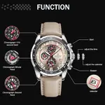 Naviforce NF8020L Luxury Leather Quartz Chronograph Casual Sports Style Men's Watch – Dial Color: Silver, Strap Color: Grey – Thumbnail 7