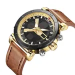 Naviforce 9132 Sport Military Dual Display Multifunction Men's Watch – Dial Color: Gold, Strap Color:  Brown  – Thumbnail 2