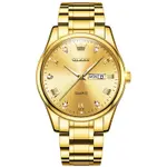 Olevs 5563 Diamond Studded Stainless Steel Waterproof Quartz Analog Watch for Couples – Dial Color: Gold, Strap Color: Gold – Thumbnail 3