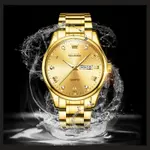 Olevs 5563 Diamond Studded Stainless Steel Waterproof Quartz Analog Watch for Couples – Dial Color: Gold, Strap Color: Gold – Thumbnail 4