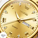Olevs 5563 Diamond Studded Stainless Steel Waterproof Quartz Analog Watch for Couples – Dial Color: Gold, Strap Color: Gold – Thumbnail 13