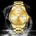 Olevs 5563 Diamond Studded Stainless Steel Waterproof Quartz Analog Watch for Couples – Dial Color: Gold, Strap Color: Gold – Thumbnail 14