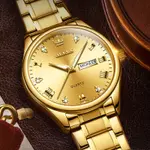 Olevs 5563 Diamond Studded Stainless Steel Waterproof Quartz Analog Watch for Couples – Dial Color: Gold, Strap Color: Gold – Thumbnail 15