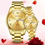 Olevs 5563 Diamond Studded Stainless Steel Waterproof Quartz Analog Watch for Couples – Dial Color: Gold, Strap Color: Gold – Thumbnail 18
