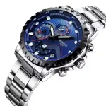 Nibosi 2322 Stylish Stainless Steel & Chronograph Men Watch – Dial Color: Blue, Strap Color: Silver – Thumbnail 2