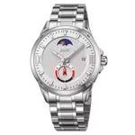 SKMEI 9326 Quartz Stainless Steel Analog Moon Phase Men's Watch – Dial Color: White, Strap Color: Silver – Thumbnail 1