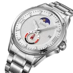 SKMEI 9326 Quartz Stainless Steel Analog Moon Phase Men's Watch – Dial Color: White, Strap Color: Silver – Thumbnail 2