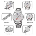 SKMEI 9326 Quartz Stainless Steel Analog Moon Phase Men's Watch – Dial Color: White, Strap Color: Silver – Thumbnail 3