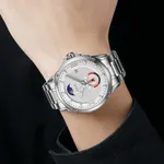 SKMEI 9326 Quartz Stainless Steel Analog Moon Phase Men's Watch – Dial Color: White, Strap Color: Silver – Thumbnail 5