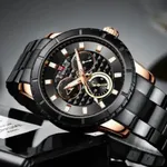NAVIFORCE NF9145 Stainless Steel Chronograph Men's Watch – Dial Color: Rose, Strap Color: Black – Thumbnail 3