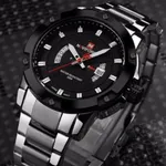 Naviforce 9085 Water Resistant Stainless Steel Quartz Men's Watch – Dial Color: Black, Strap Color: Black – Thumbnail 3