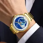 Nibosi 2539 New Sky Stars Design Stainless Steel Analog Men's Watch – Dial Color: Gold, Strap Color: Gold – Thumbnail 3