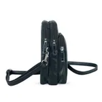 3 Chamber Unisex Leather Messenger Bag with Strip Belt – Color: Black – Thumbnail 5