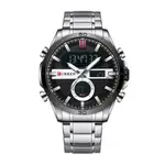 Curren 8384 Stainless Steel Dual Movement Men's Watch – Dial Color: Black, Strap Color: Silver – Thumbnail 1